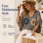 🔥50% OFF!!💝Women's V-Neck Bohemian Print Blouse Summer Loose Fit Shirt