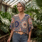 🔥50% OFF!!💝Women's V-Neck Bohemian Print Blouse Summer Loose Fit Shirt