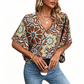 🔥50% OFF!!💝Women's V-Neck Bohemian Print Blouse Summer Loose Fit Shirt