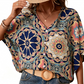 🔥50% OFF!!💝Women's V-Neck Bohemian Print Blouse Summer Loose Fit Shirt