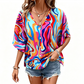 🔥50% OFF!!💝Women's V-Neck Bohemian Print Blouse Summer Loose Fit Shirt