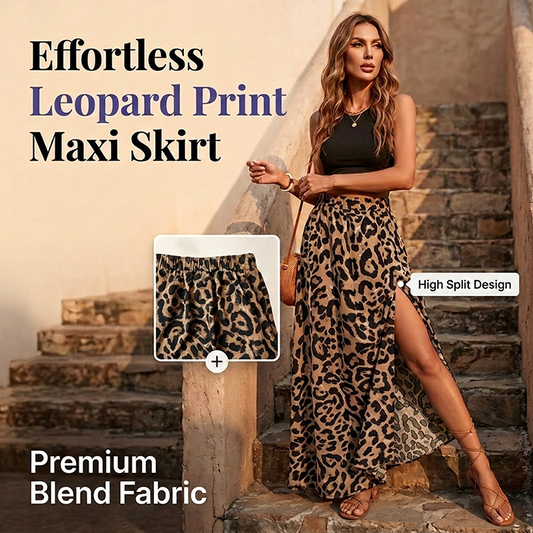 🎉 2026 Sale — Over 16,000 Sold 👗 Women's Leopard Print High Split Maxi Skirt 🐆