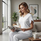Women's Loose Fit Solid Colour V-Neck Flutter Sleeve Blouse🌸Soft Sleeves, Flattering V – A Breeze of Feminine Charm ✨