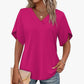 Women's Loose Fit Solid Colour V-Neck Flutter Sleeve Blouse🌸Soft Sleeves, Flattering V – A Breeze of Feminine Charm ✨