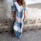 👗🌸Casual Loose Printed V-Neck Long Dress Women Casual Maxi Dress