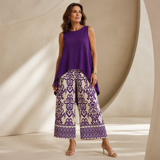 Women’s Casual Sleeveless Top & Wide-Leg Pants Set