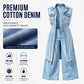 🎉50% OFF! 🧥Women Sleeveless High Slit Denim Vest Dress – Patchwork Longline Jean Waistcoat ✨