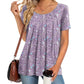 Women's Round Neck Short-Sleeved Floral Top
