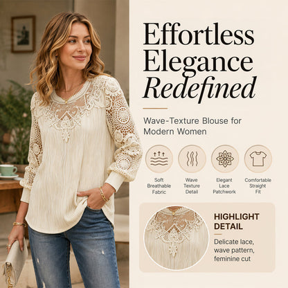 ✨Women's Elegant Lace Patchwork Top – Feminine Detail & Effortless Everyday Style🤍