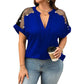 Women’s Plus Size Sheer Mesh V-Neck Blouse