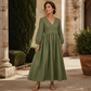 💕New Arrival👗Women's V-Neck Pleated Maxi Dress