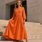 💕New Arrival👗Women's V-Neck Pleated Maxi Dress