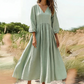 💕New Arrival👗Women's V-Neck Pleated Maxi Dress