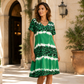 Women's Leopard Print V-Neck Midi Dress
