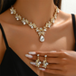 Sparkling Teardrop Pendant Necklace and Earrings Set