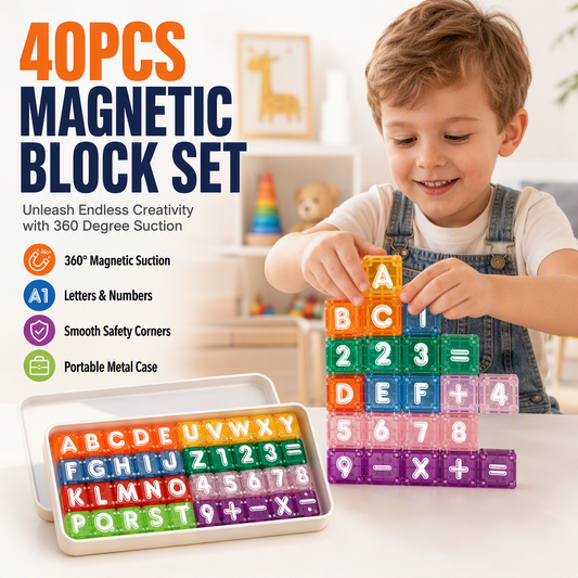 📚🔤Magnetic Alphabet & Number Blocks – 40-Piece Educational Building Set