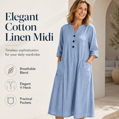 Women’s Oversized A-Line Midi Dress with Pockets