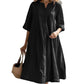 Women’s Oversized A-Line Midi Dress with Pockets