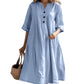 Women’s Oversized A-Line Midi Dress with Pockets