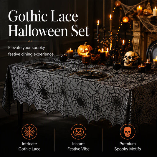 📢📢50% OFF !! ⏰Spooky Halloween Patterns Tablecloth and Placemats Set