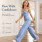 🥳2026 HOT SALE💞Women Spaghetti Strap Wide Leg Denim Jumpsuit