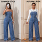 🥳2026 HOT SALE💞Women Spaghetti Strap Wide Leg Denim Jumpsuit