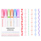 6PCS Curve Highlighter Pen Set with Pattern Roller Tips