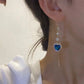 Ideal Gift - Exquisite Blue Heart Synthetic Gemstone Threader Earrings