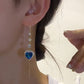 Ideal Gift - Exquisite Blue Heart Synthetic Gemstone Threader Earrings