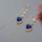 Ideal Gift - Exquisite Blue Heart Synthetic Gemstone Threader Earrings