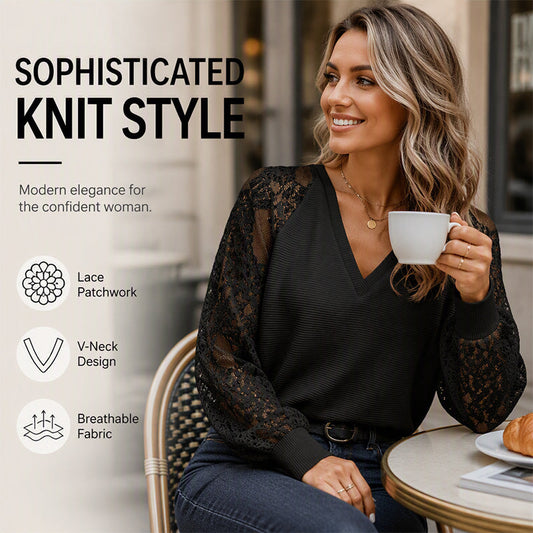 Women's Elegant V-Neck Knit Sweater