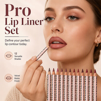 💄 Define & Hold All Day – 12-Color Matte Lip Liner Set, Smudge-Proof & Long-Lasting