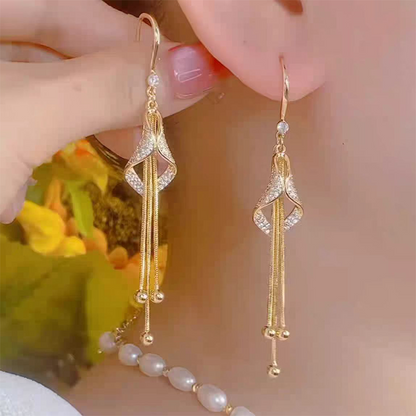Elegant Geometric Tassel Hook Earrings