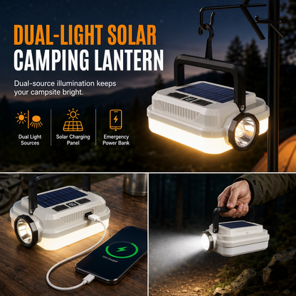 🏕️50% OFF!☀️Solar Rechargeable LED Camping Lantern – Weatherproof, Portable, Multi‑Use ✨