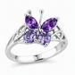 Fashionable Korean Style Sweet and Cool Butterfly Ring for Women Elegant Platinum Color Single Finger Ring