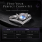 Vintage Gothic Crescent Moon Moonstone Ring with Platinum Plated V Shaped Prong Setting