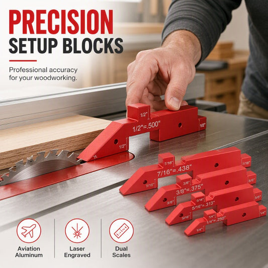 🆕Aluminum Alloy Woodworking Setup Blocks📐Laser-Etched, Anodized & Precise – For Table Saws, Router Tables & Drill Presses