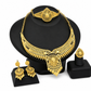 24K Gold Plated Bridal Jewelry Set Dubai Indian Style Necklace Bracelet Ring and Earrings Set for Women