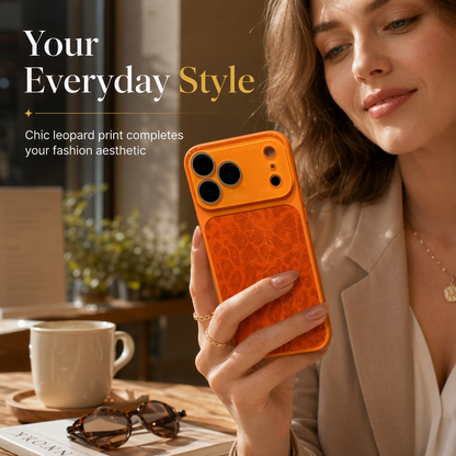 Leopard Print Phone Case with Big Window Camera Protection