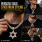 ✨Hip Hop Iced Out Rhinestone Hollow Star of David with 50cm Chain