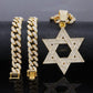 ✨Hip Hop Iced Out Rhinestone Hollow Star of David with 50cm Chain