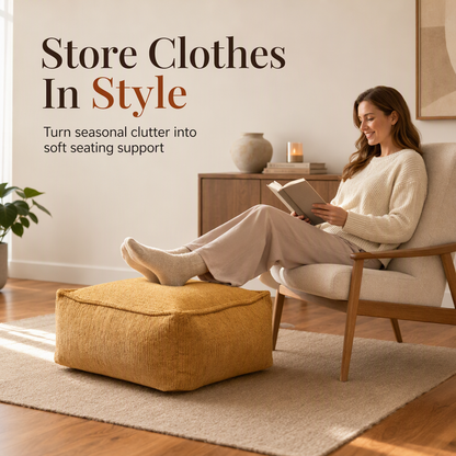 📢 Save 50%! 🧺 Storage Pouf Cover – Large zipper, washable & 45x45x23cm ✨