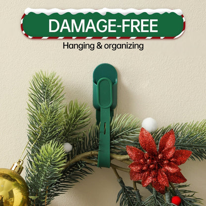 🎄Hot Sale🎁 Silicone Christmas Wreath Ties & Traceless Hooks – Reusable, Damage-Free Holiday Decor Hanging Kit ✨
