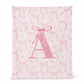 🩷Double Layer Thickened Flannel Throw Blanket with Cute Cartoon Bowknot Letter Print