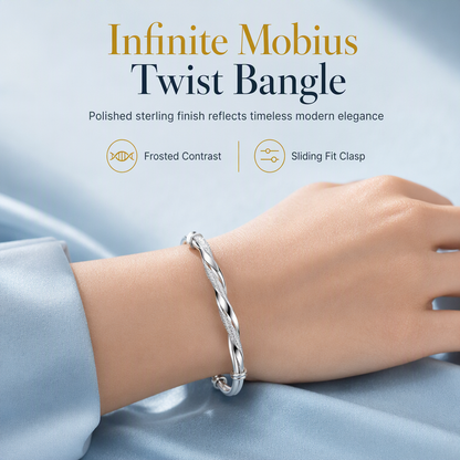 🌀Buy 1 Get 1 Free🌟 Endless Mobius-Twisted Bangle – Smooth, Sliding Adjustable Clasp & Double-Textured Premium Shine 💫