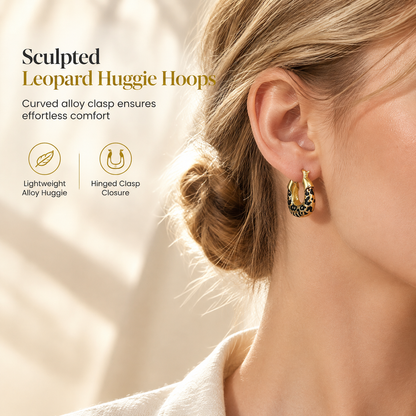✨Vintage Leopard Print U Shaped Huggie Hoop Earrings for Women