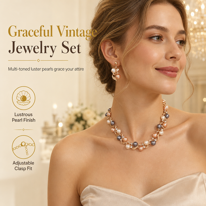 💕 50% OFF💫Vintage Floral Jewelry Set – 2-Piece Leaf & Flower Bridal Accessories for Women