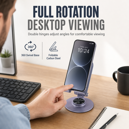 📱All Metal Desktop Phone and Tablet Stand☑️360 Degree Rotating Foldable Holder for Live Streaming