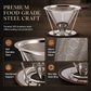 Reusable 304 Stainless Steel Double Layer Pour Over Coffee Filter Cone Drip Coffee Maker Funnel for 1 to 4 Cups