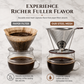 Reusable 304 Stainless Steel Double Layer Pour Over Coffee Filter Cone Drip Coffee Maker Funnel for 1 to 4 Cups